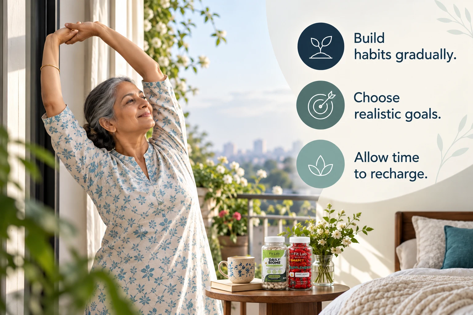 Embracing a Balanced Wellness Mindset: Build habits gradually. Choose realistic goals. Allow time to recharge.
