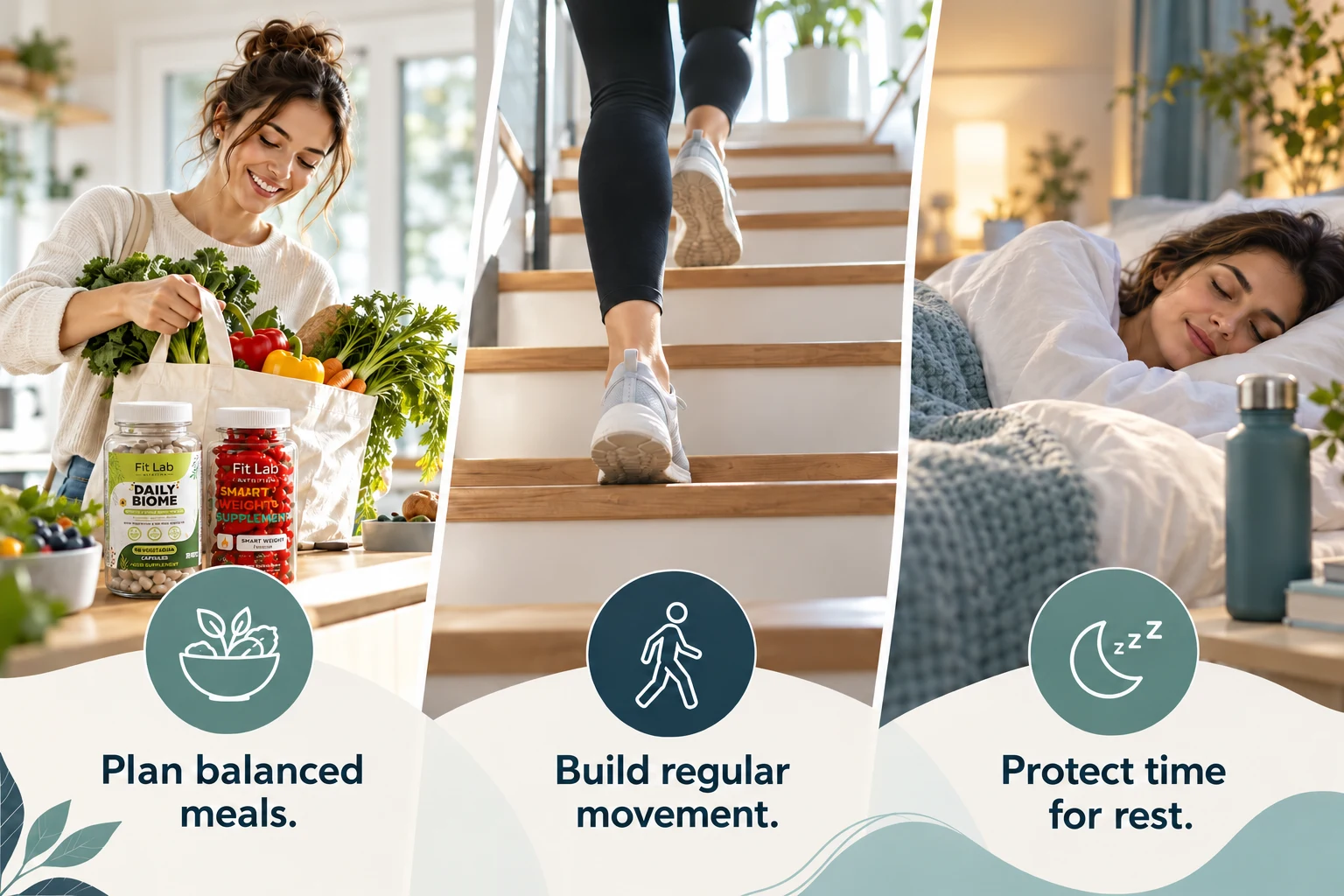 Practical Support for Everyday Wellness: Plan balanced meals. Build regular movement. Protect time for rest.