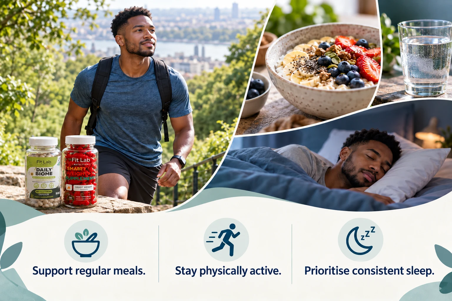 Metabolic and Energy Support: Support regular meals. Stay physically active. Prioritise consistent sleep.