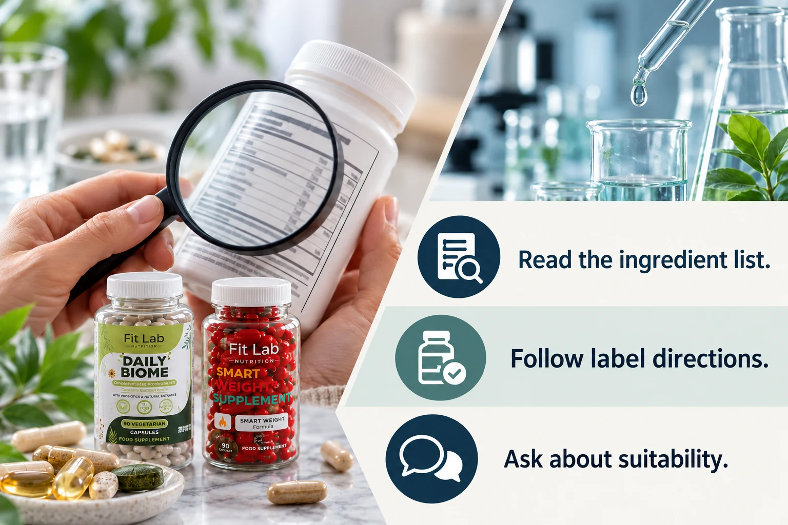 Science-Informed Supplement Choices: Read the ingredient list. Follow label directions. Ask about suitability.