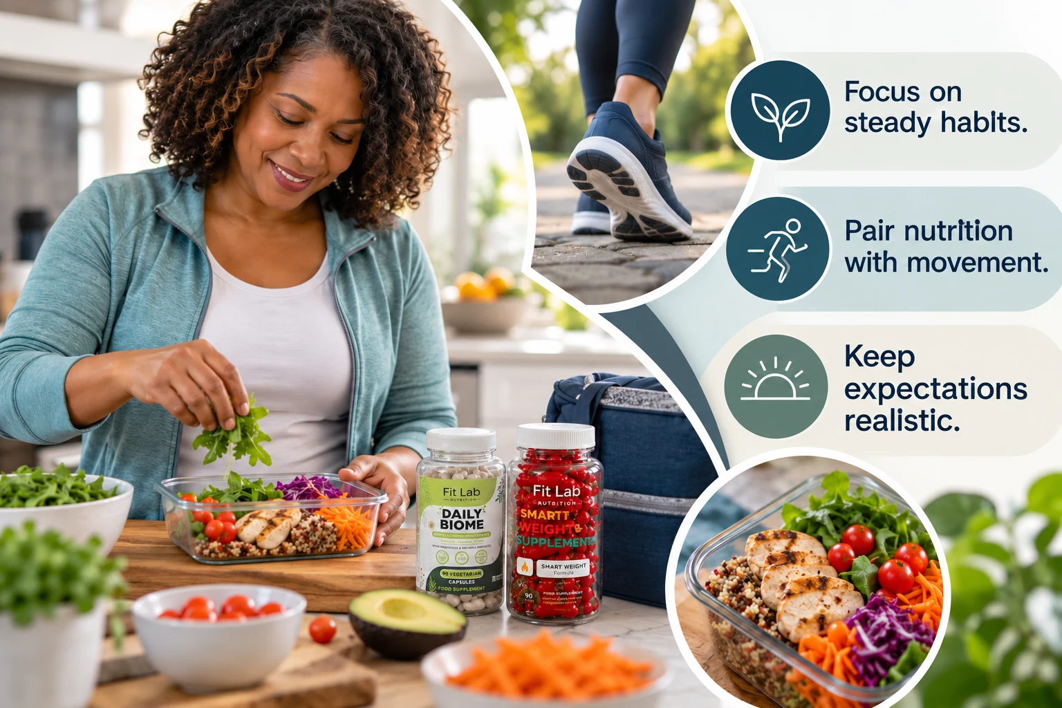Weight Management Support: Focus on steady habits. Pair nutrition with movement. Keep expectations realistic.